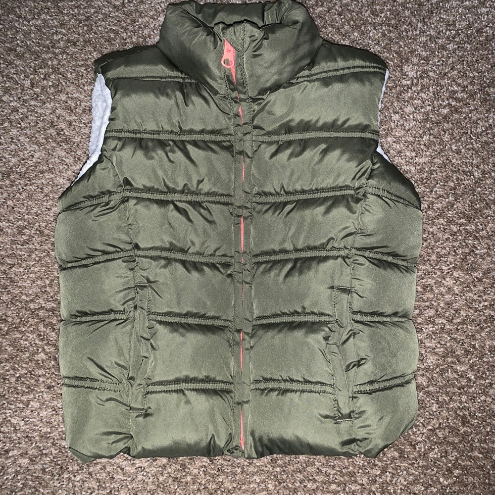 Gap Kids Boys Green Puffer Vest Zip Jacket Sz Small
